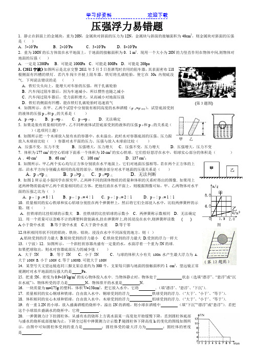 压强浮力易错题
