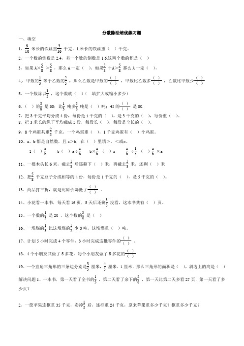 分数除法培优练习题