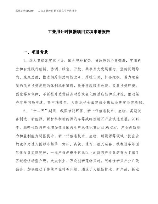 工业用计时仪器项目立项申请报告模板
