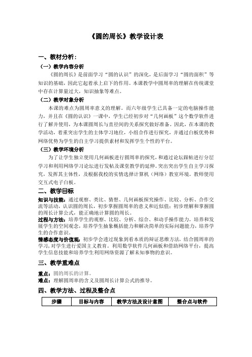 【精选】六年级上册数学教案-3.15 圆的周长丨浙教版