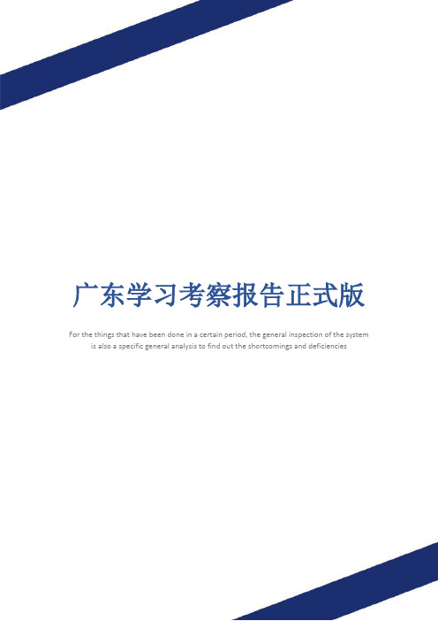广东学习考察报告正式版