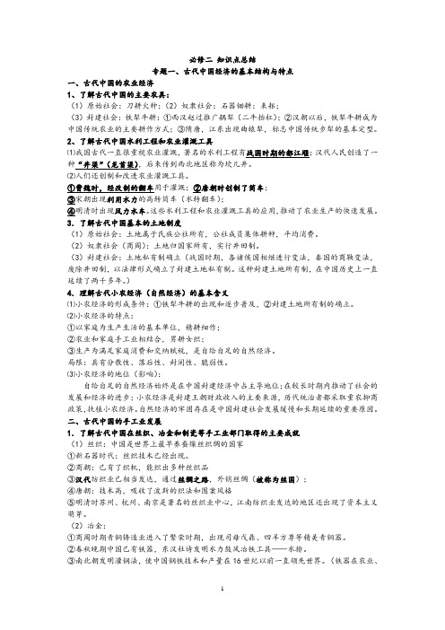最新高中历史人民版必修二知识点总结