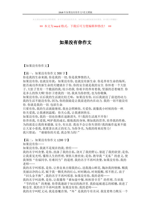 2019年如果没有你作文-范文模板 (4页)