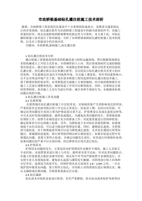 市政桥梁基础钻孔灌注桩施工技术剖析