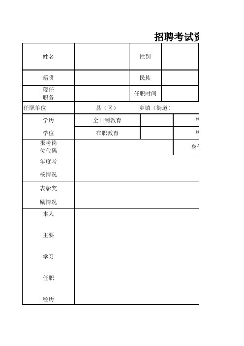 招聘考试资格审查表