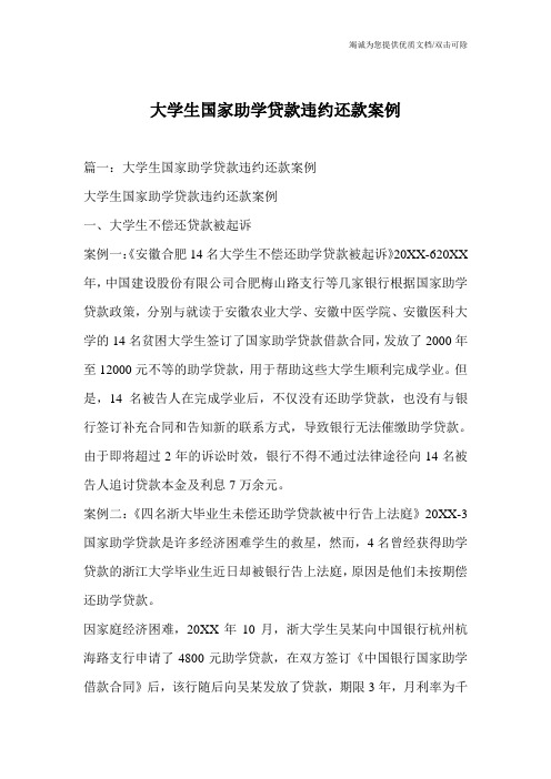 大学生国家助学贷款违约还款案例