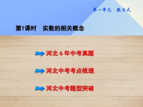 点拨中考(河北版)中考数学教材知识梳理第1单元数与式第1课时实数的相关概念课件