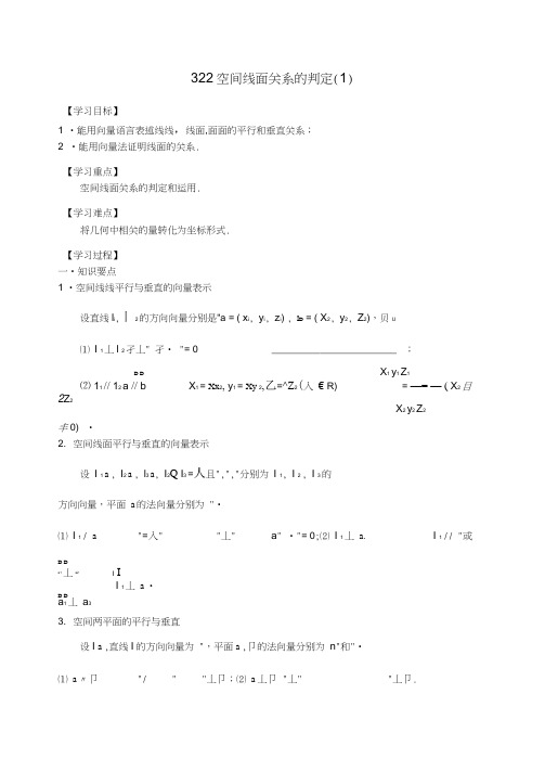 江苏省丹阳市2020学年高中数学第三章空间向量与立体几何3.2.2空间线面关系的判定1学案无答案苏教