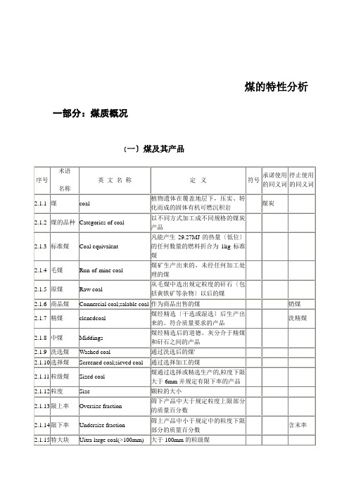 煤的特性分析