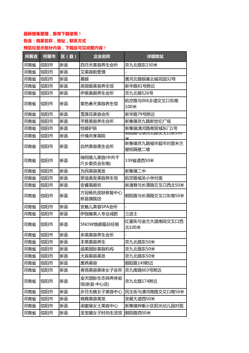 新版河南省信阳市新县美容院企业公司商家户名录单联系方式地址大全39家