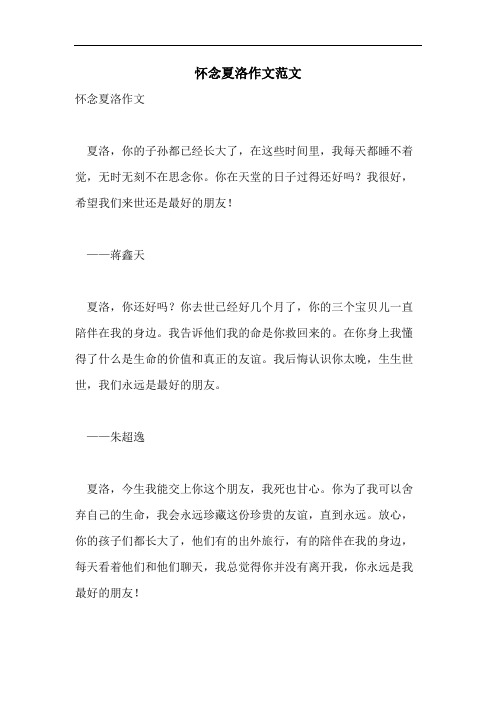 怀念夏洛作文范文