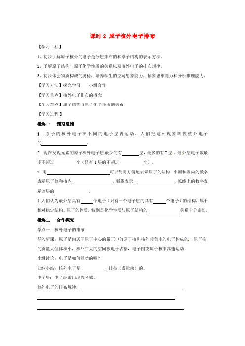九年级化学上册3.2.2原子核外电子排布导学案(新版)新人教版..