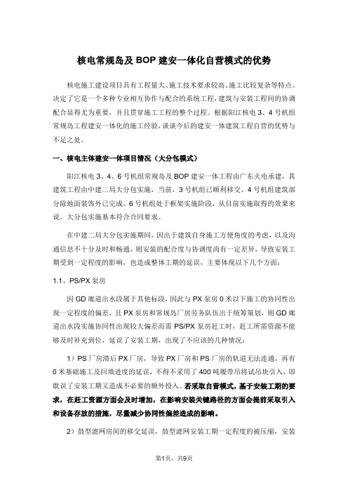 核电常规岛建安一体化施工优势及自营模式(修改版)