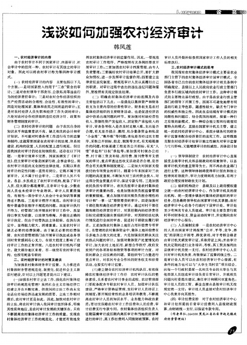 浅谈如何加强农村经济审计