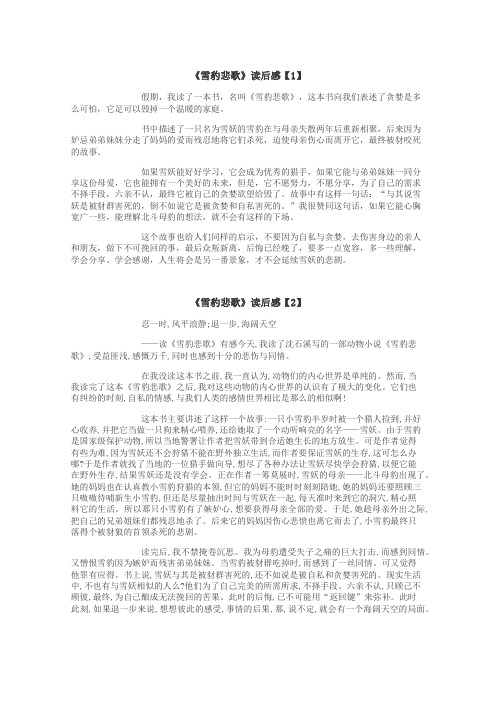 雪豹悲歌读后感作文

