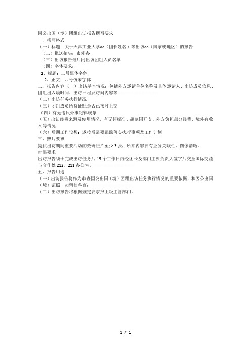 因公出国(境)团组出访报告撰写要求