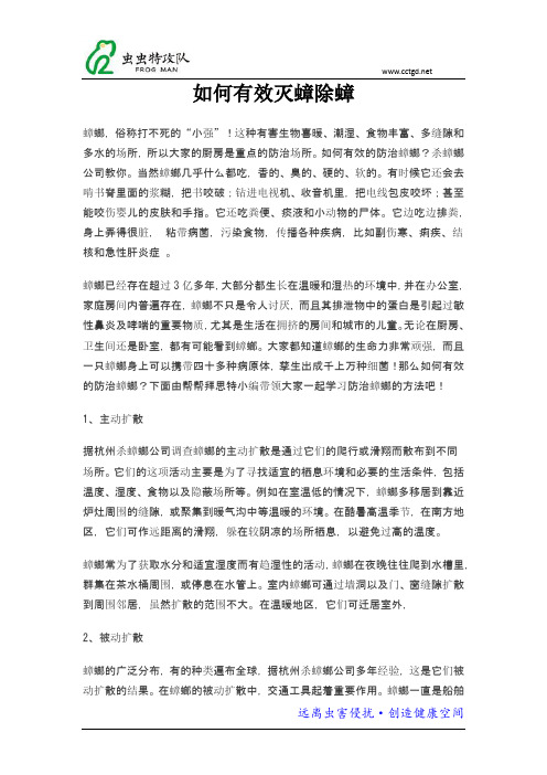 如何有效灭蟑除蟑