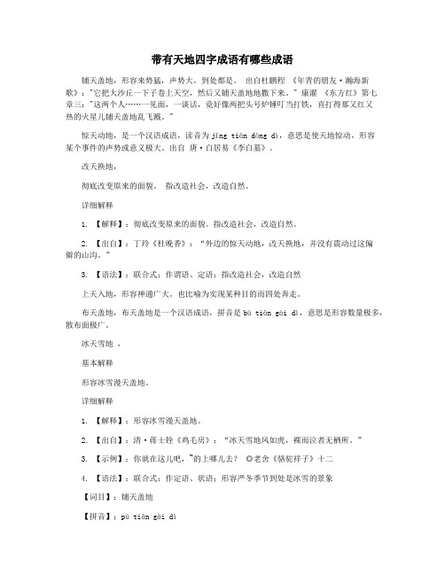 带有天地四字成语有哪些成语