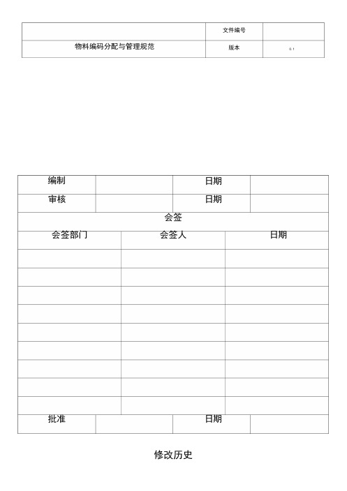 物料编码分配与管理规范