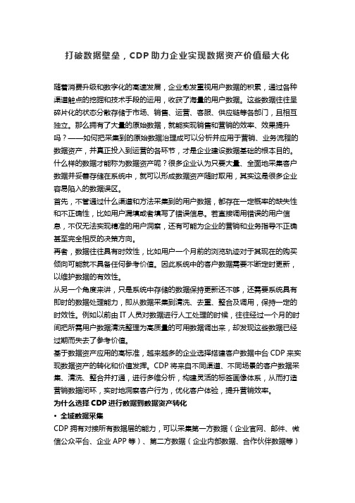 打破数据壁垒,CDP助力企业实现数据资产价值最大化