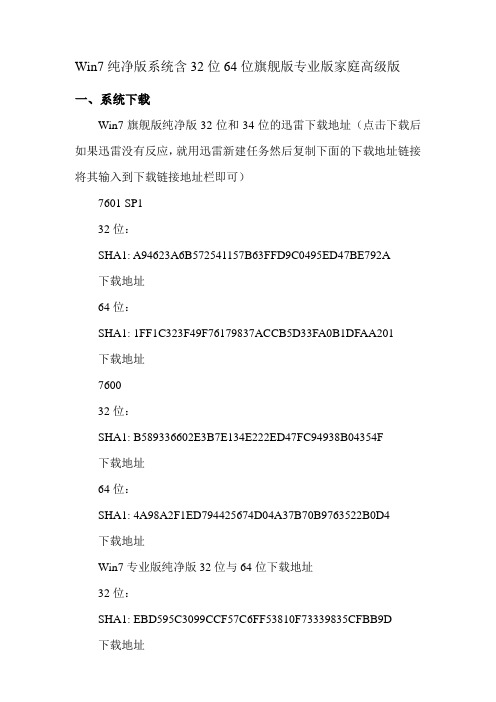 Win7纯净版系统下载,含32位64位旗舰版专业版家庭高级版