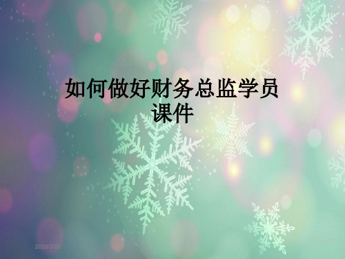 如何做好财务总监学员课件