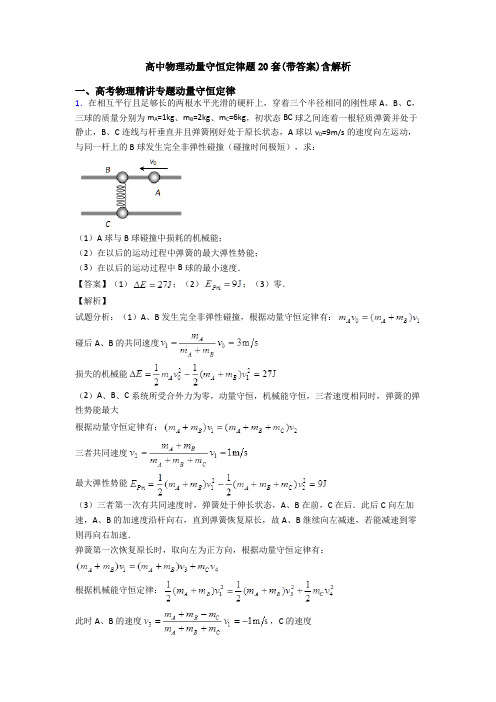 高中物理动量守恒定律题20套(带答案)含解析