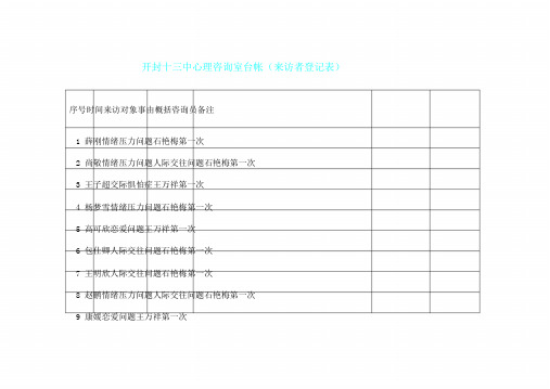 学校心理咨询室台帐来访者登记表