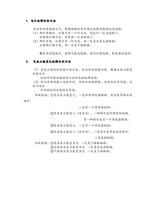 电路故障分析方法--专题