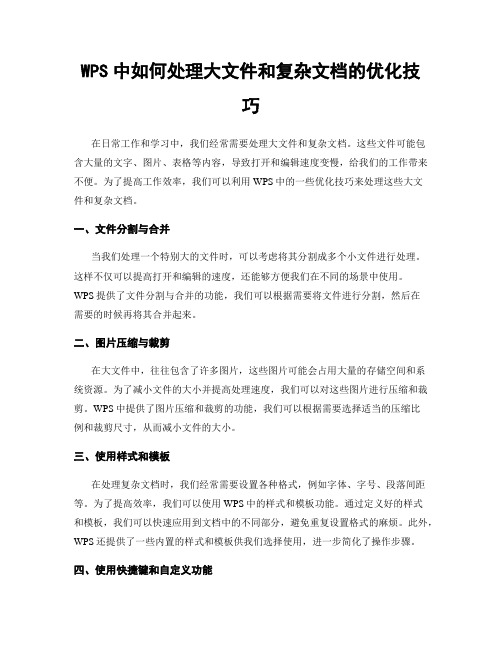 WPS中如何处理大文件和复杂文档的优化技巧