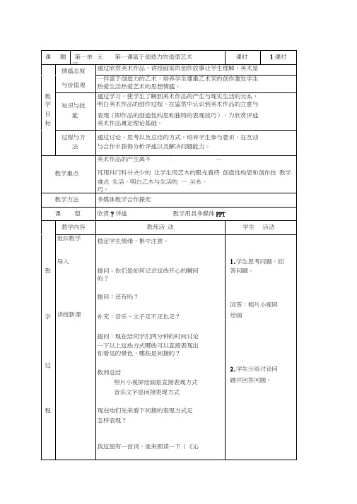 第一课富于创造力的造型艺术汇总