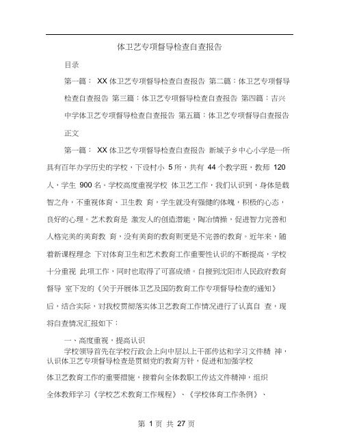 体卫艺专项督导检查自查报告(多篇范文)