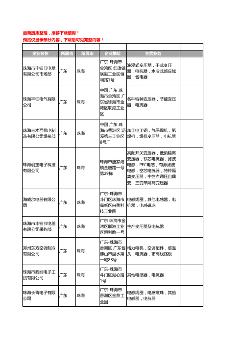 新版广东省珠海电抗器工商企业公司商家名录名单联系方式大全16家