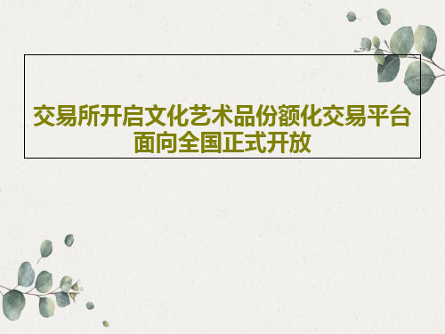 交易所开启文化艺术品份额化交易平台面向全国正式开放44页PPT