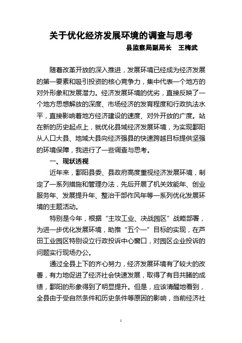 优化经济发展环境的调查与思考(王梅武)(1)