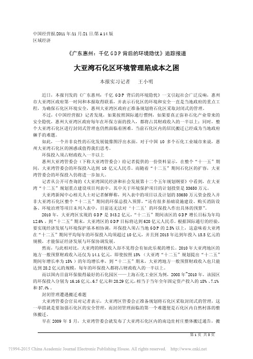 大亚湾石化区环境管理陷成本之困_王小明