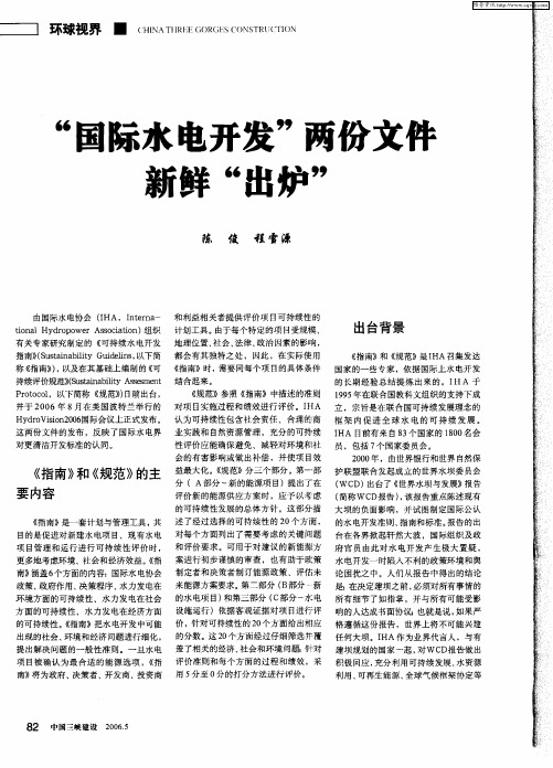 “国际水电开发”两份文件新鲜“出炉”