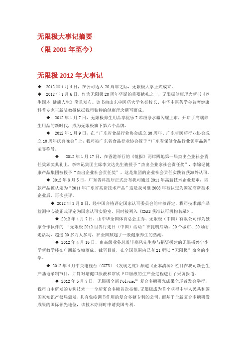 无限极大事记摘要