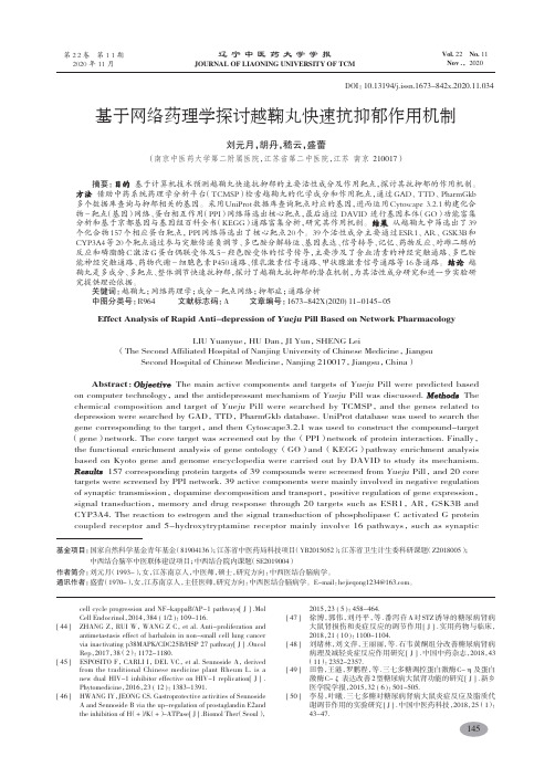 基于网络药理学探讨越鞠丸快速抗抑郁作用机制-刘元月