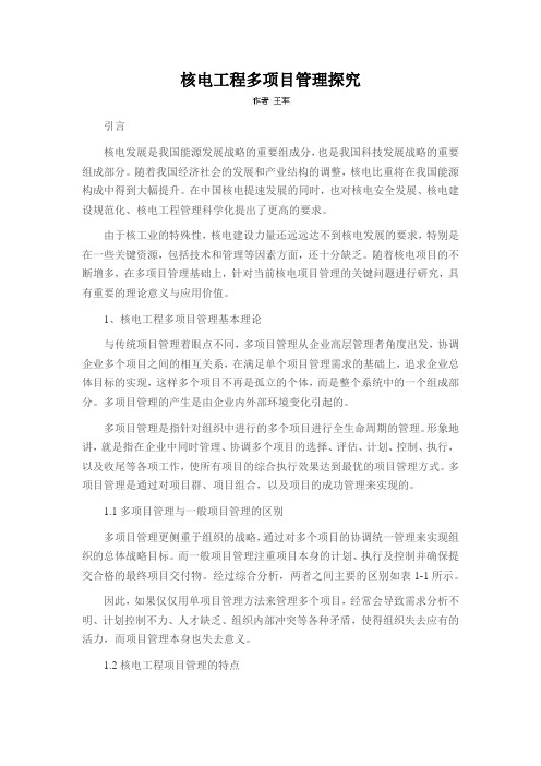 核电工程多项目管理探究