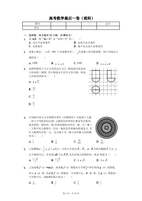 马鞍山市高考数学冲刺卷(理科)解析版