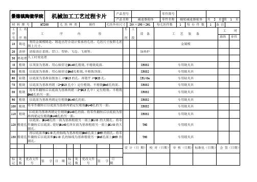 蜗轮减速器箱体机械加工工艺规程卡片