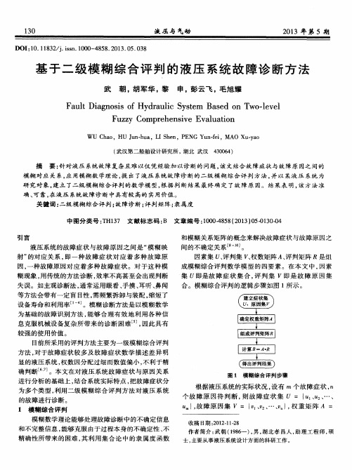 基于二级模糊综合评判的液压系统故障诊断方法