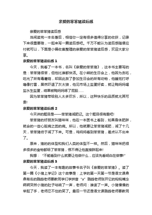 亲爱的笨笨猪读后感