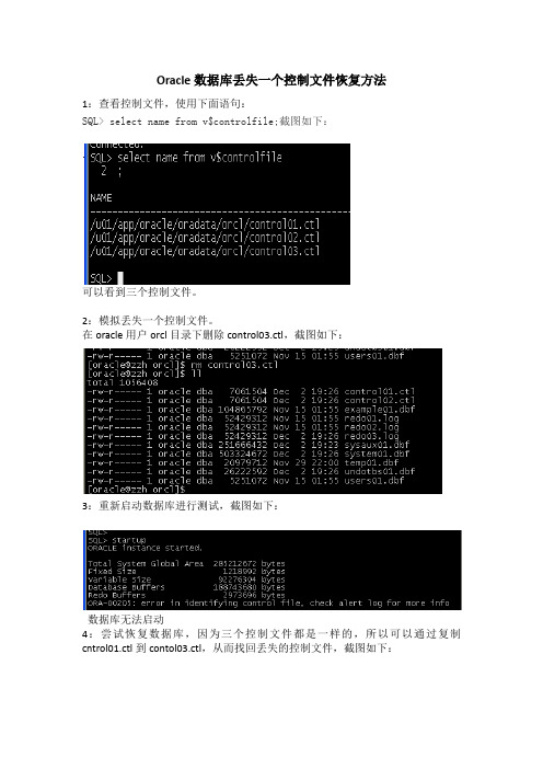 oracle 10g丢失一个控制文件修复方法