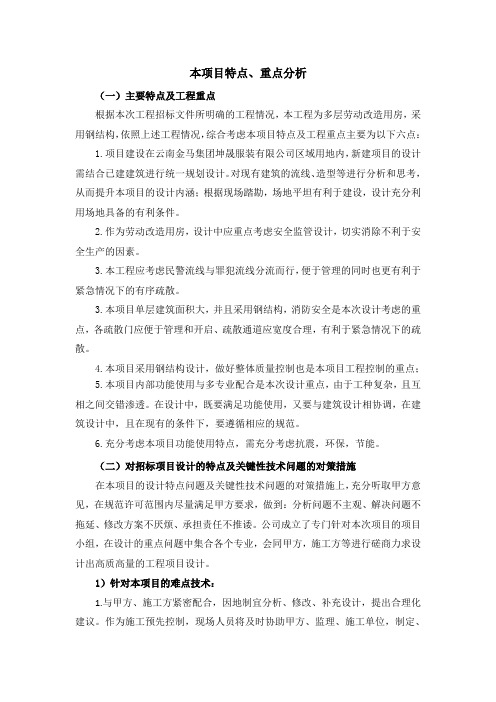 项目特点、重点分析