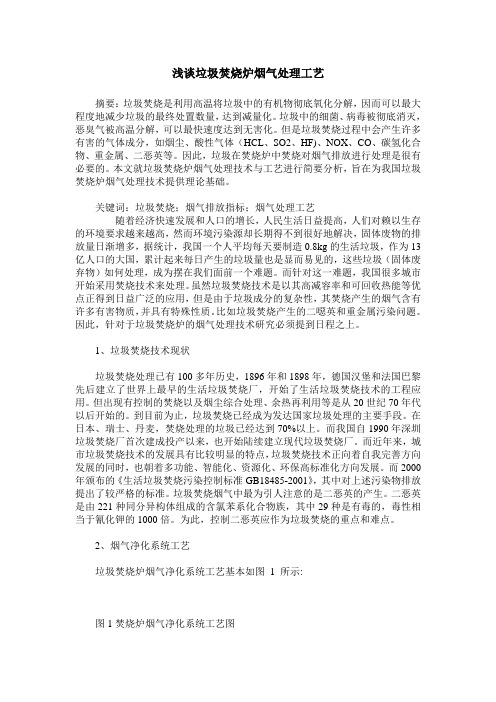 浅谈垃圾焚烧炉烟气处理工艺