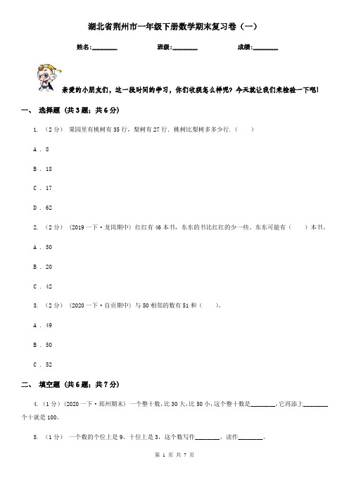 湖北省荆州市一年级下册数学期末复习卷(一)