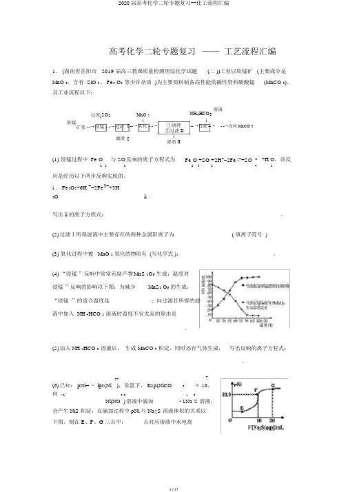 2020届高考化学二轮专题复习--化工流程汇编