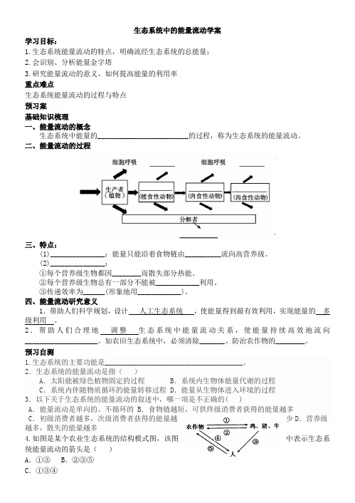 生态系统中的能量流动学案